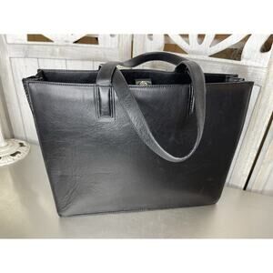 Nordstrom Black Leather Tote Bag Shoulder bag Croco Accent Career Carry All